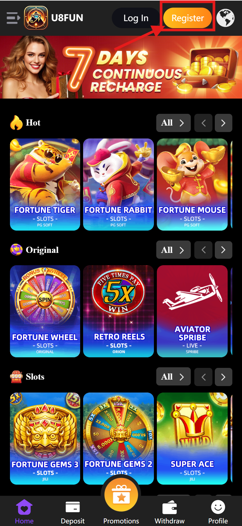 Register U8fun Free Game 1